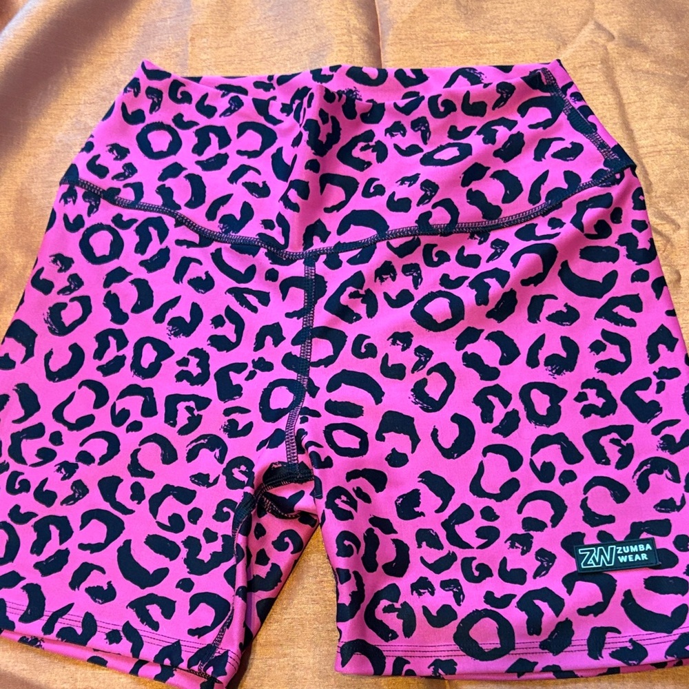 Zumba Fitness Hot Pink and Black Leopard Bike Shorts